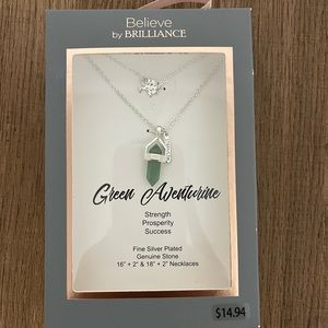 Believe by Brilliance Green Faux Crystal Necklace and Tree Necklace